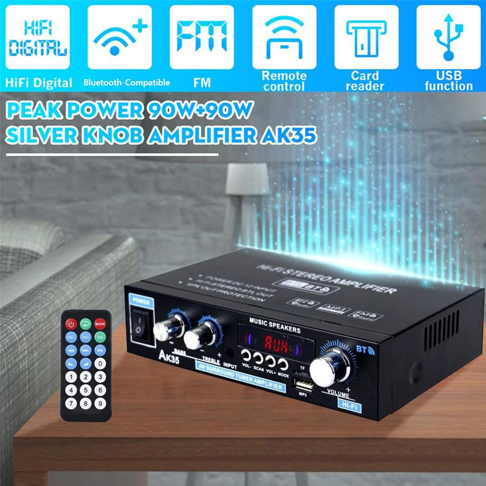 Amplificador Digital HiFi 800W com Bluetooth e Controle Remoto Plugue US