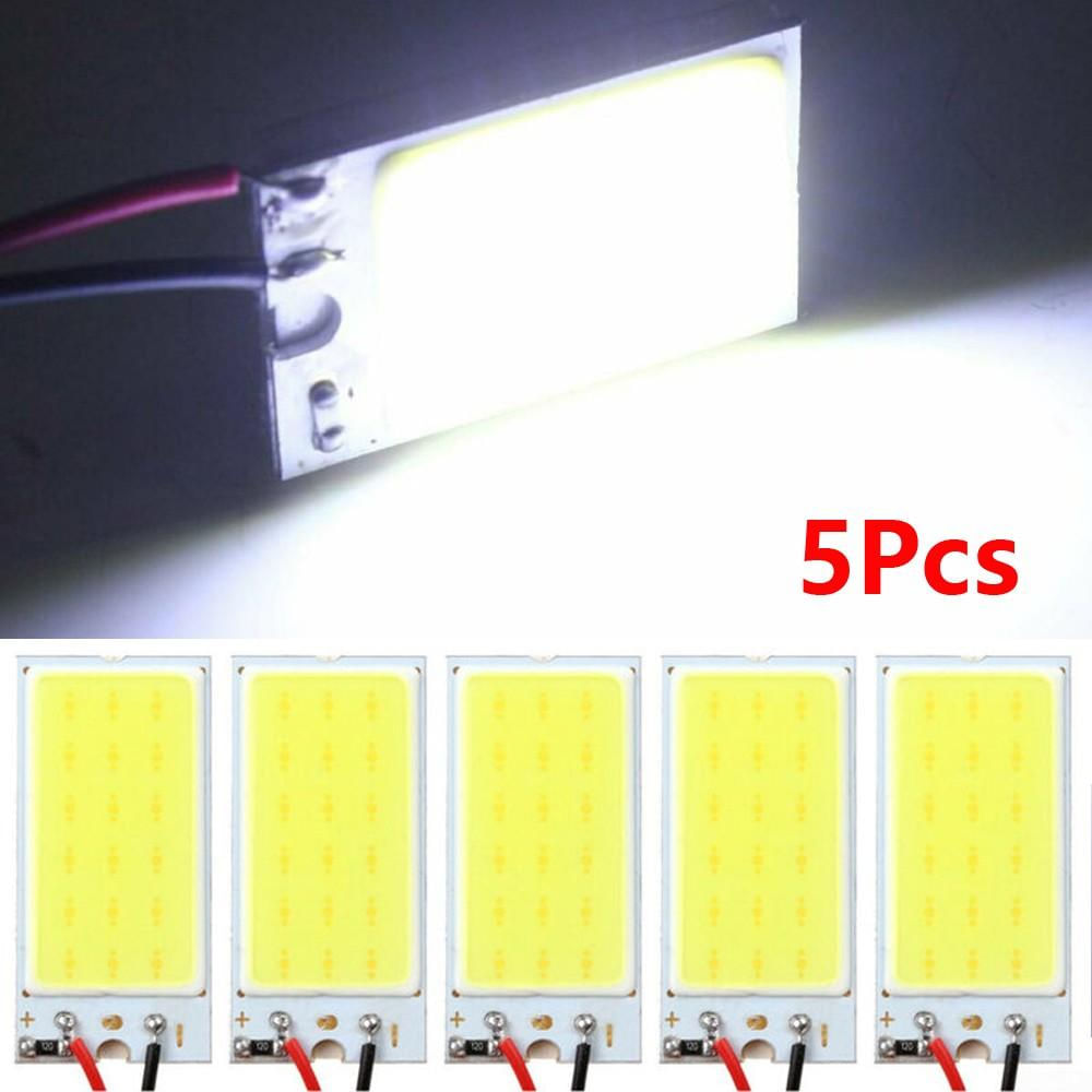 5x Painéis de Luz LED COB para Interior de Carro T10 12V Branca