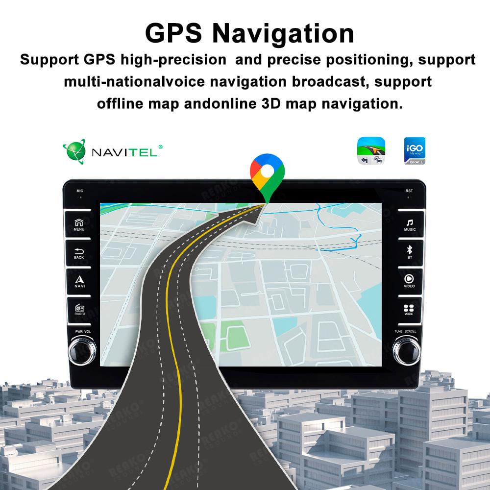 Reprodutor Multimídia GPS para Carro com Android 12 e Carplay 8 núcleos 4GB+64GB