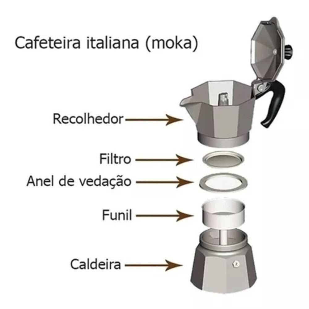 Cafeteira Italiana Preta Grande 12 Xicaras Premium Italia Cafe Expresso Manual Moka Em Aluminio