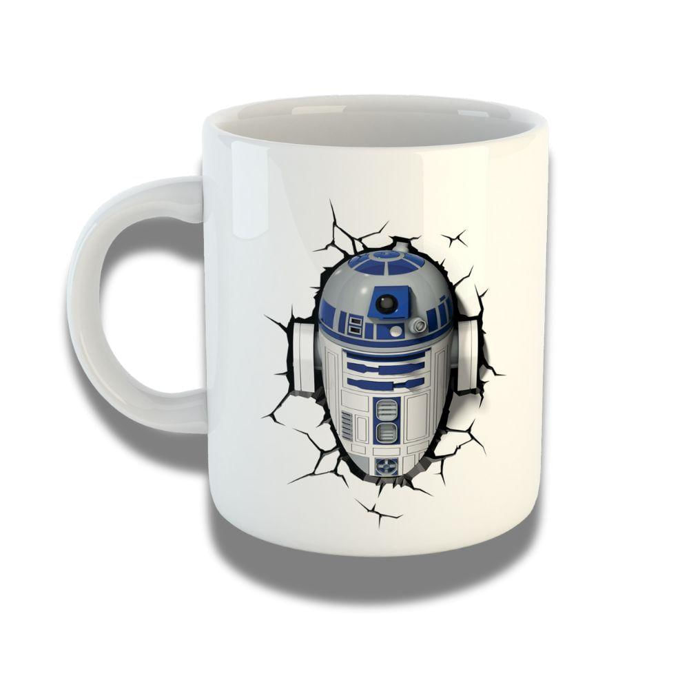 Caneca De Porcelana 325ml Com Design 3d Exclusivo Star Wars R2 D2