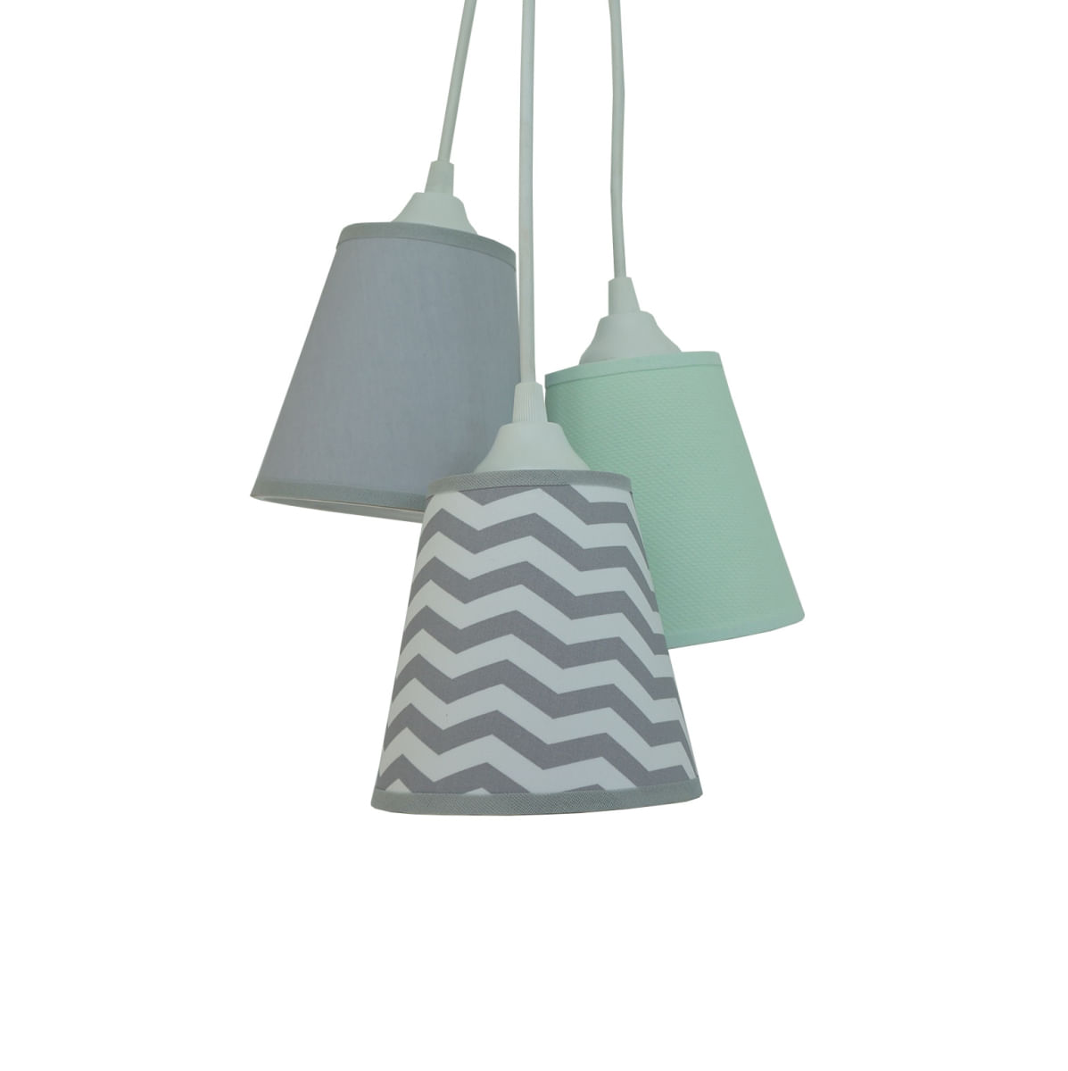 Lustre Pendente Cacho Chevron E Piquet Verde Água Bivolt