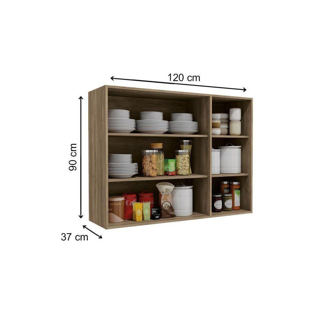 Cozinha Completa Maxxi (1 Balcão, 2 Paneleiros, 2 Aéreos, 1 Complemento) 6 Peças Nogal - Kappesberg