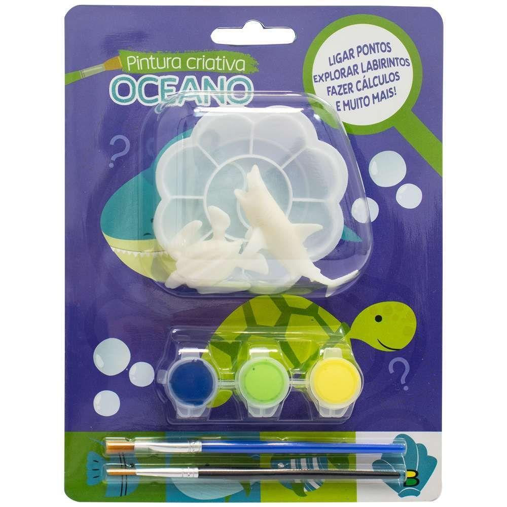 Pintura Criativa Oceano Com Tinta Pincéis E Bonecos