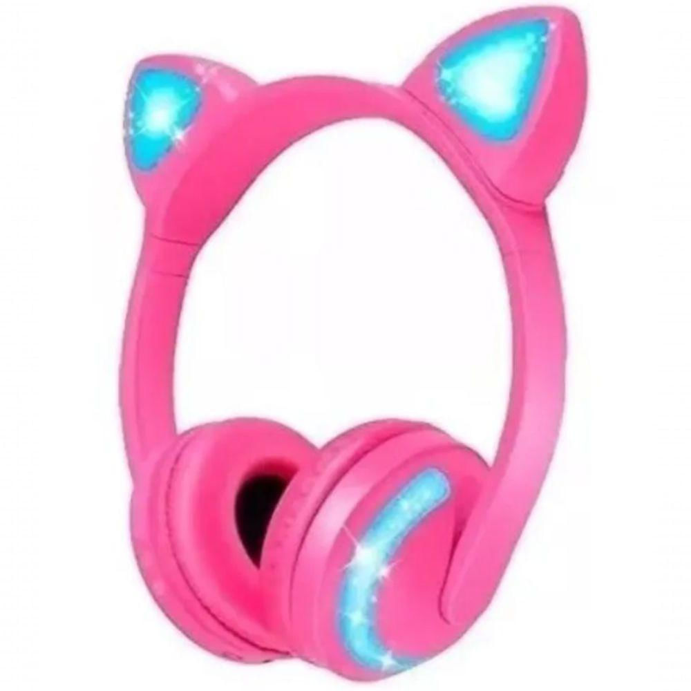 Headphone Bluetooth Com Iluminação Led Fone Sem Fio De Gatinho Rosa