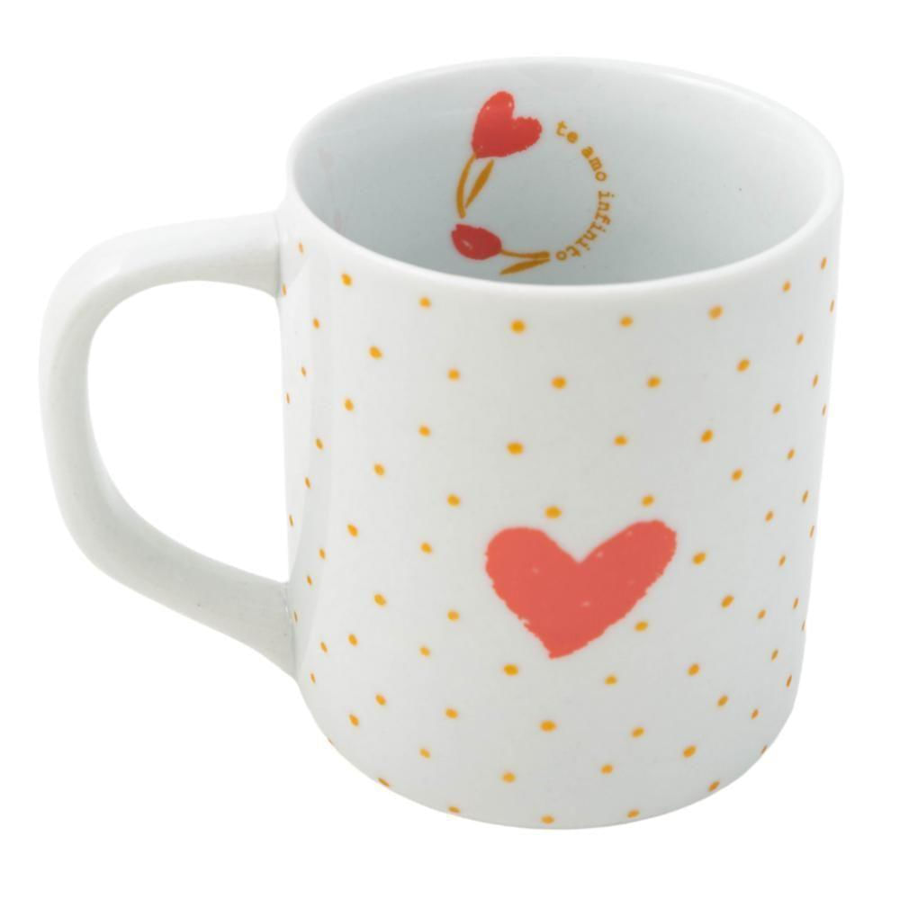 Caneca Porcelana Amor Perfeito Coração Decoração De Natal Branco