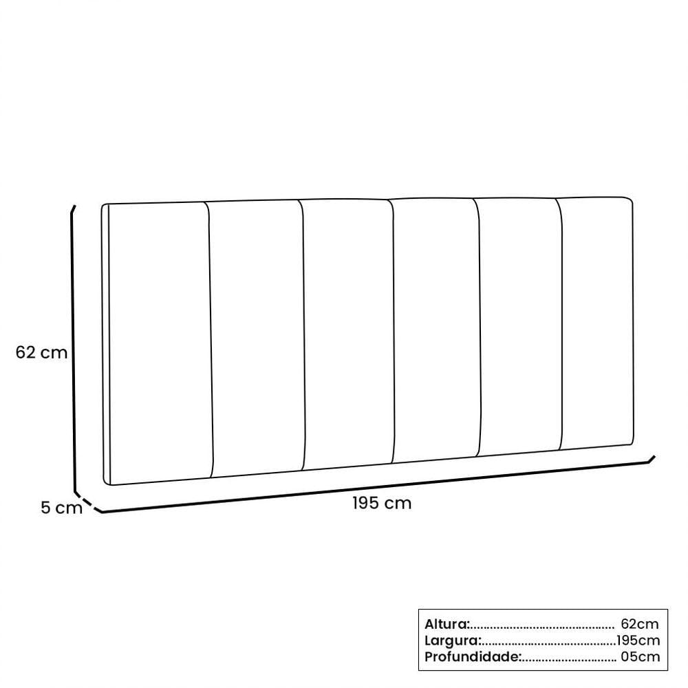 Cabeceira Painel King 1,95m Ravenna Corano Marfim.