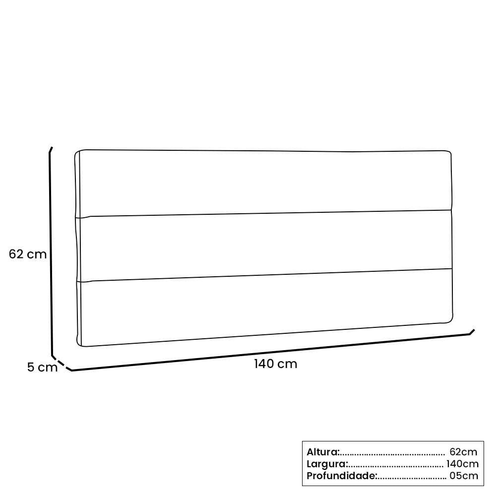 Cabeceira Painel Casal 1,40m La Italiana Suede Cinza