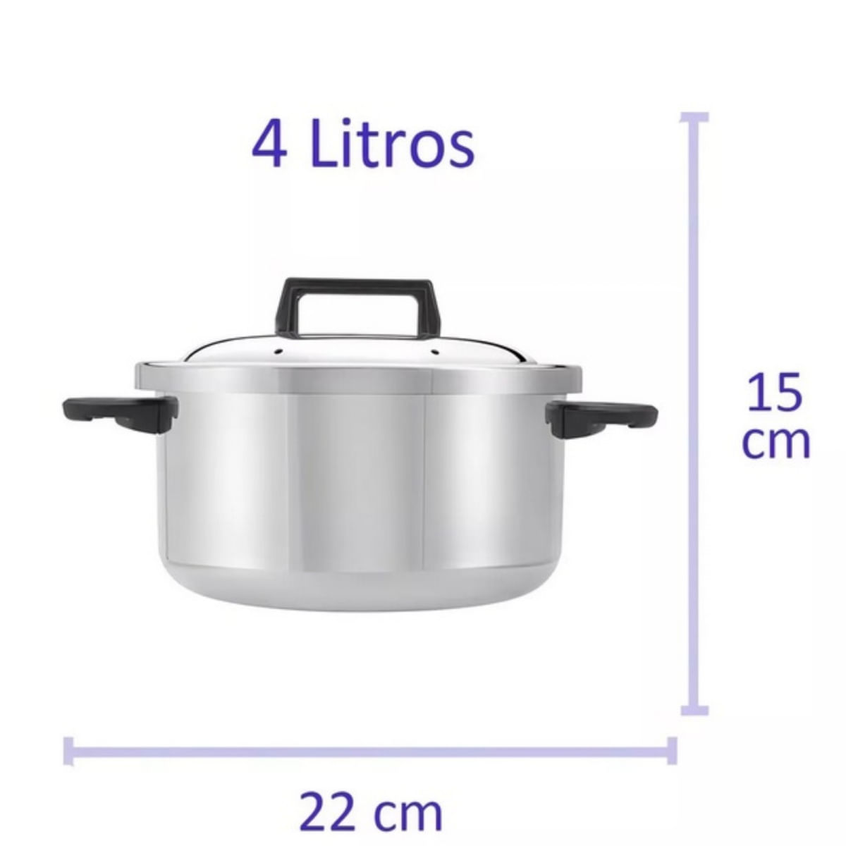 Panela Caçarola Meia Pressão Alumínio Ramos 22cm