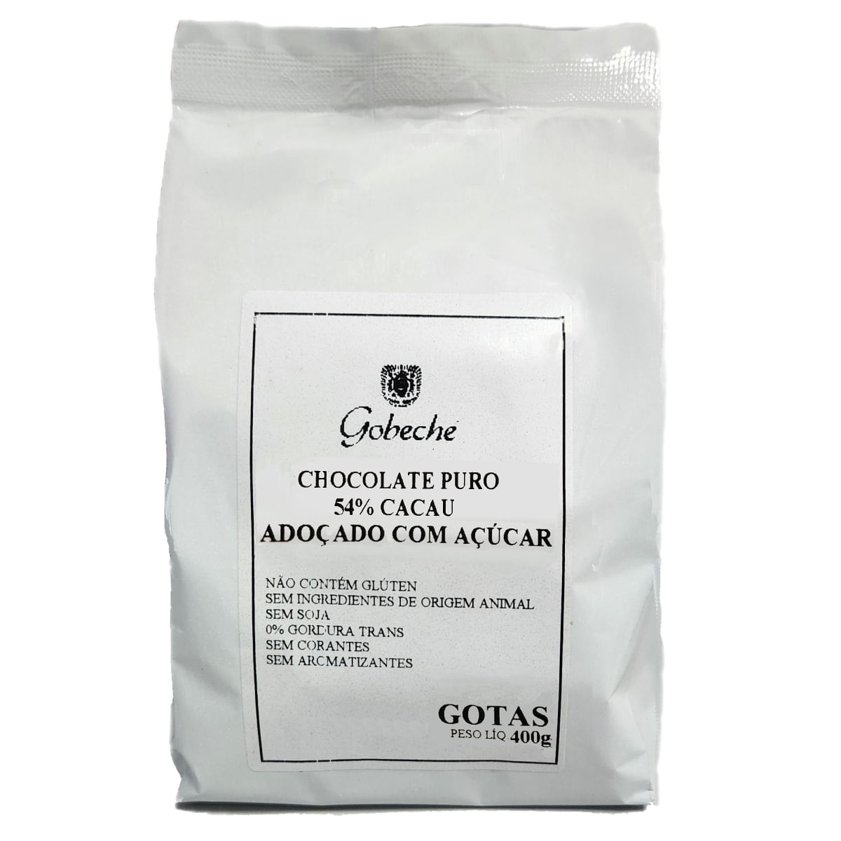 Gotas Chocolate 54% Cacau Gobeche - Adoçado com Açúcar - 400g