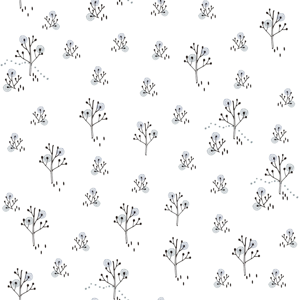 Papel de Parede Fofura Baby Desenhos Árvore Preto e Branco FF4004