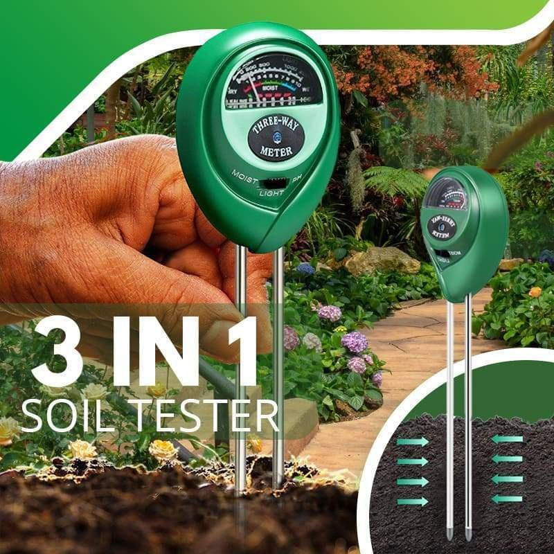 Testador de Solo 3 em 1 - pH, Umidade e Luz para Plantas verde