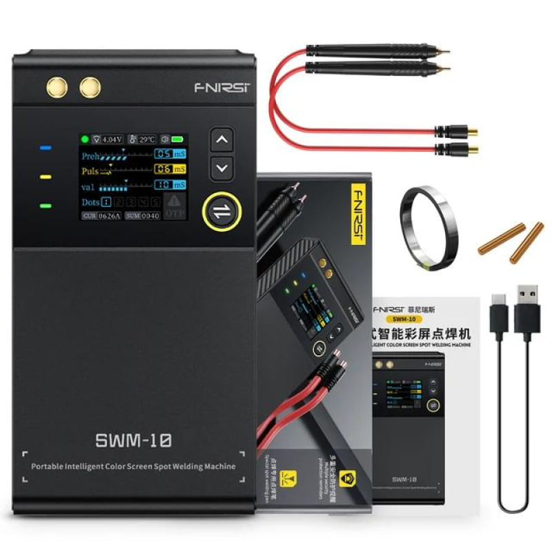 Máquina de Solda por Ponto FNIRSI SWM10 com Ajuste de 4 Níveis preto