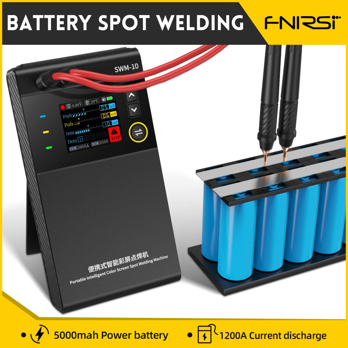 Máquina de Solda por Ponto FNIRSI SWM10 com Ajuste de 4 Níveis preto