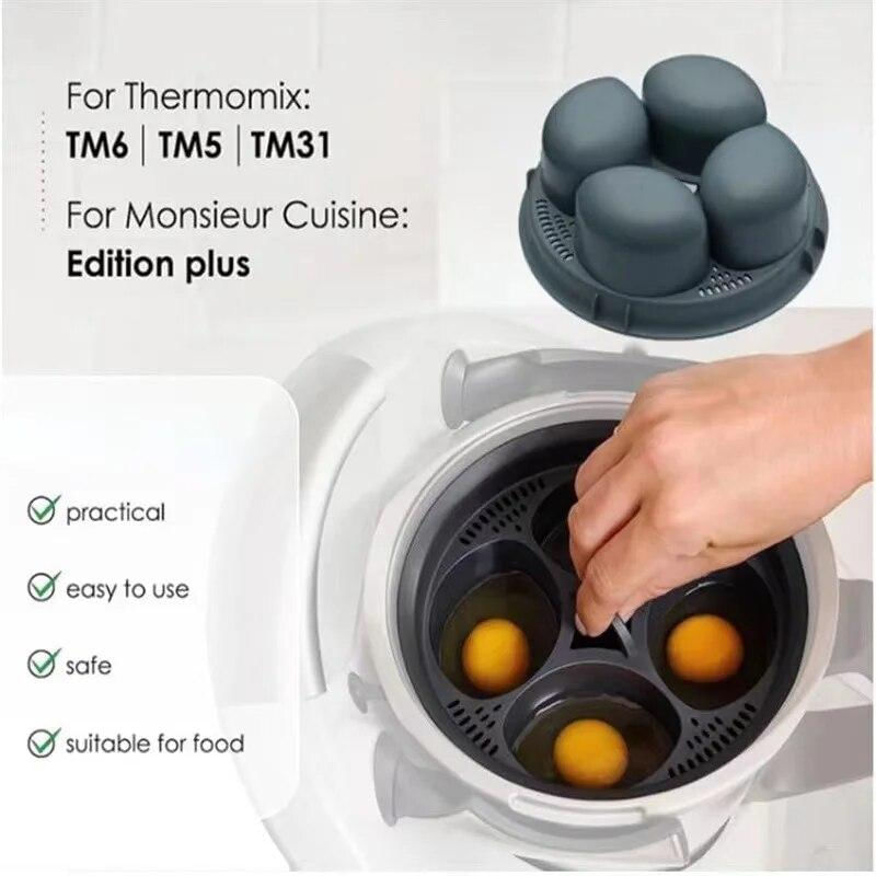 Vaporera de Ovos 4 em 1 para Thermomix TM5 TM6 cinza