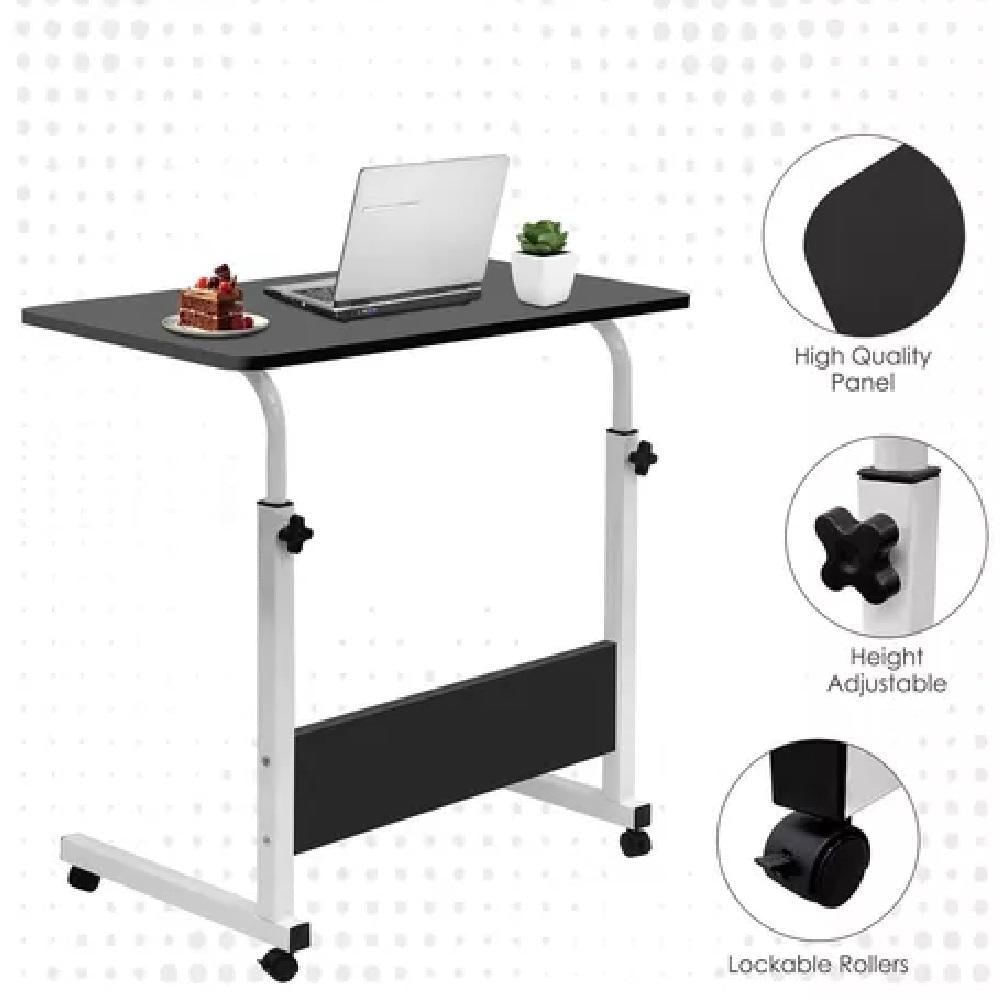 Mesa Multifuncional Para Notebook Computador E Jantar Escrivaninha Com Rodinhas Ajustável E Design Compacto preta