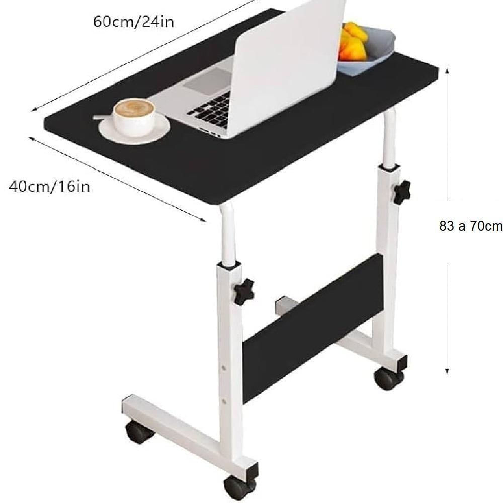 Mesa Multifuncional Para Notebook Computador E Jantar Escrivaninha Com Rodinhas Ajustável E Design Compacto preta