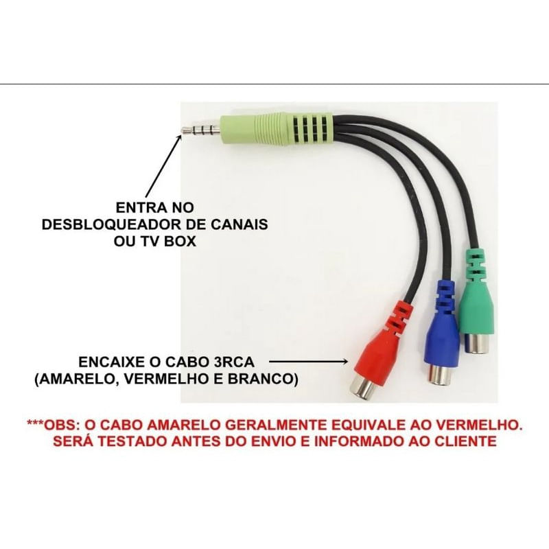 Cabo P2 / P3 X Rca Av Audio Video Para Tv Antiga