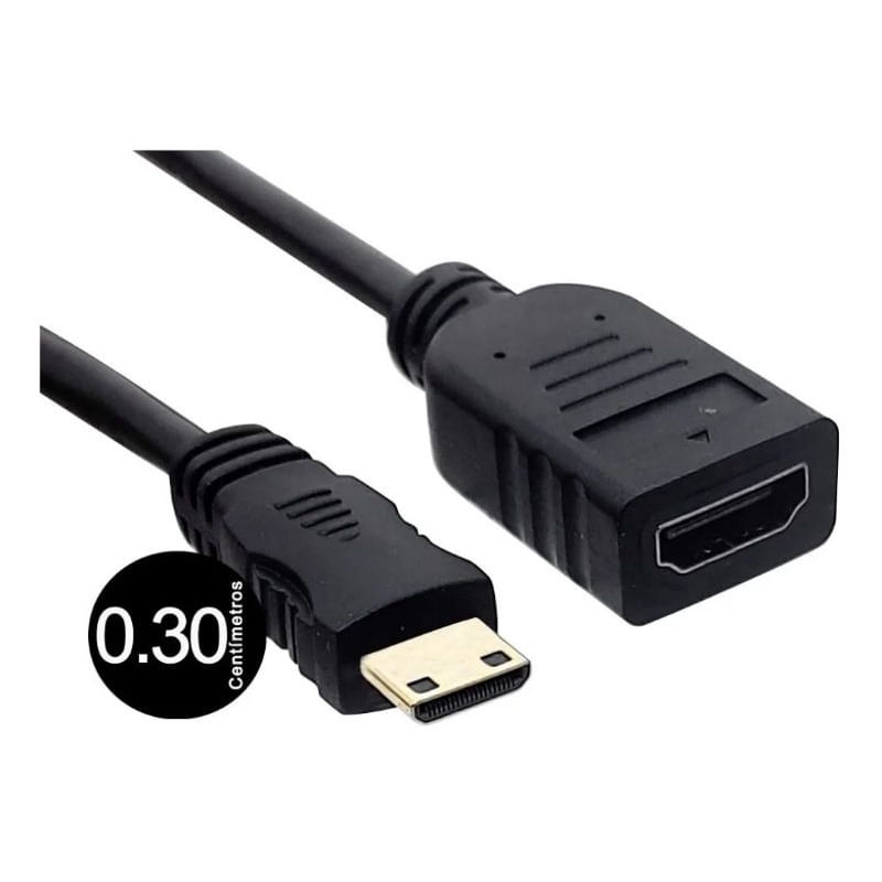 Kit 1 Cabo Extensor Mini Hdmi 30 Cm + Cabo Hdmi 1.80 Mts