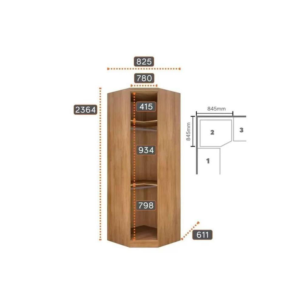 Quarto Casal Modulado Rizon 4 Peças (1 Closet + 2 Guarda Roupas + 1 Complemento) Qc215 Freijo Cumaru C- Fendi