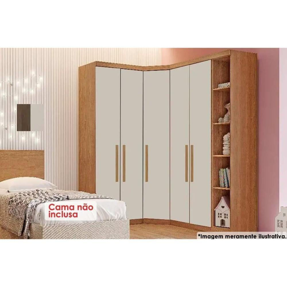 Quarto Casal Modulado Rizon 4 Peças (1 Closet + 2 Guarda Roupas + 1 Complemento) Qc215 Freijo Cumaru C- Fendi