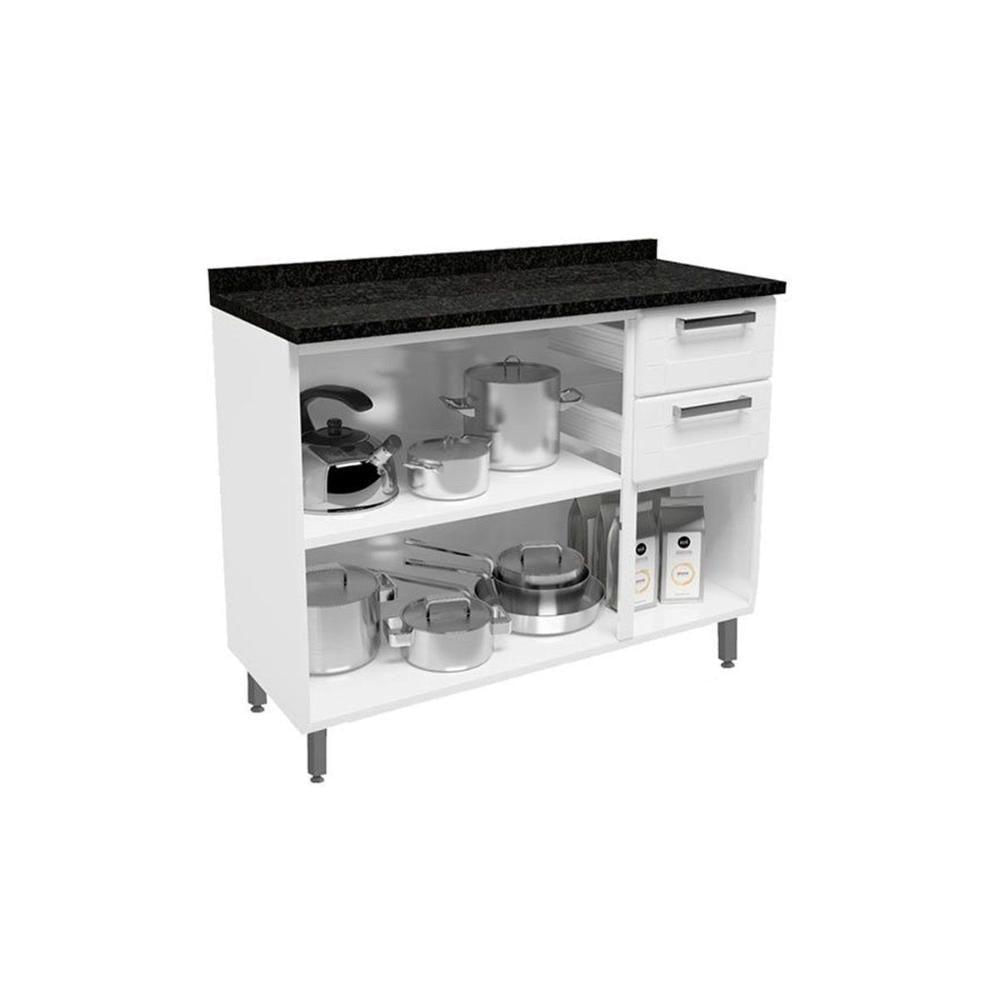 Balcão De Cozinha Múltipla 6114 3 Portas 2 Gavetas C/tampo 105cm Branco - Bertolini