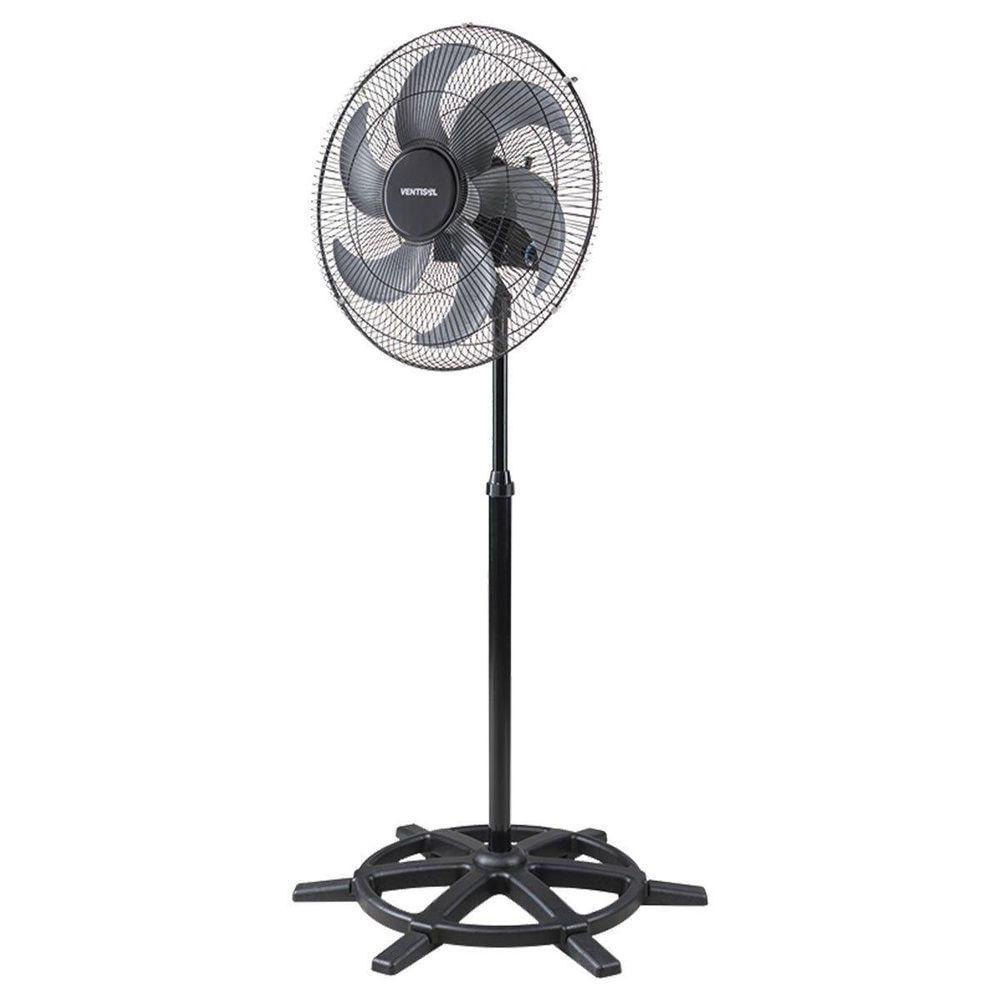Ventilador Osc De Coluna Steel 50cm 6 Pás Bivolt Preto Prata