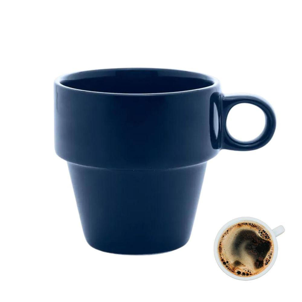 Xícara Para Café De Porcelana Empilhável 90 Ml Collor Azul