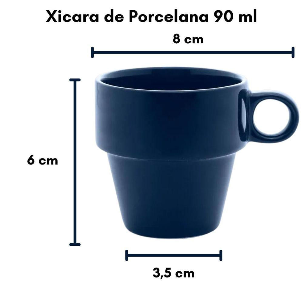 Xícara Para Café De Porcelana Empilhável 90 Ml Collor Azul