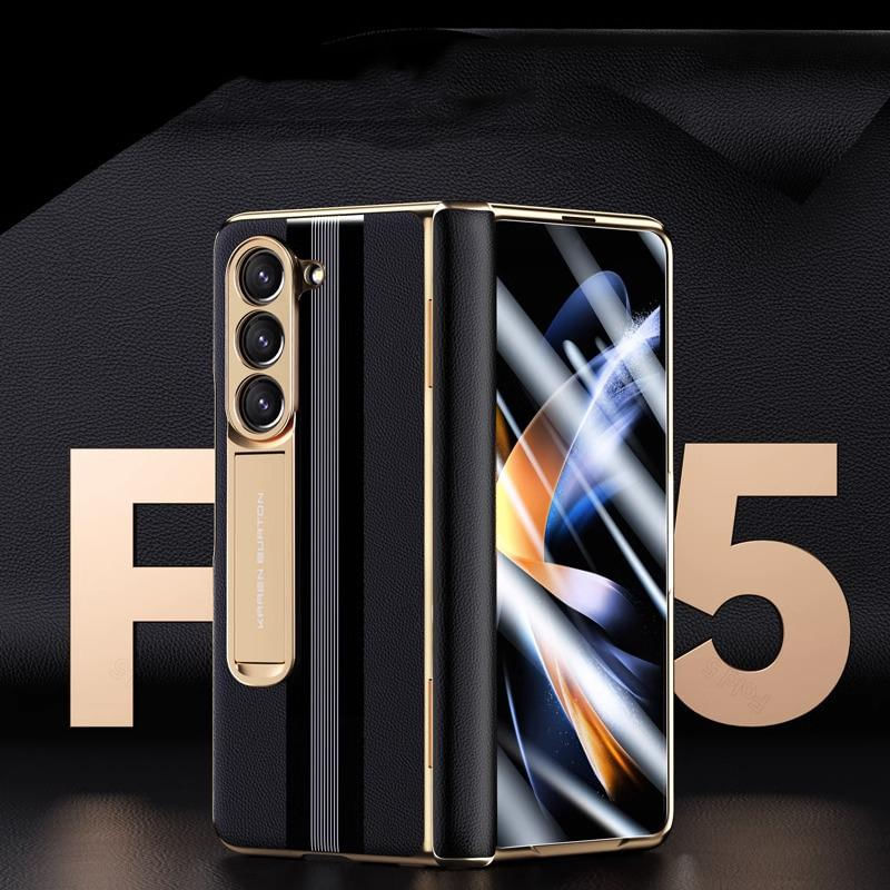 Capas de Couro Genuine para Samsung Galaxy Z Fold 6 com Proteção Completa Para Galaxy Z Fold 5 / azul