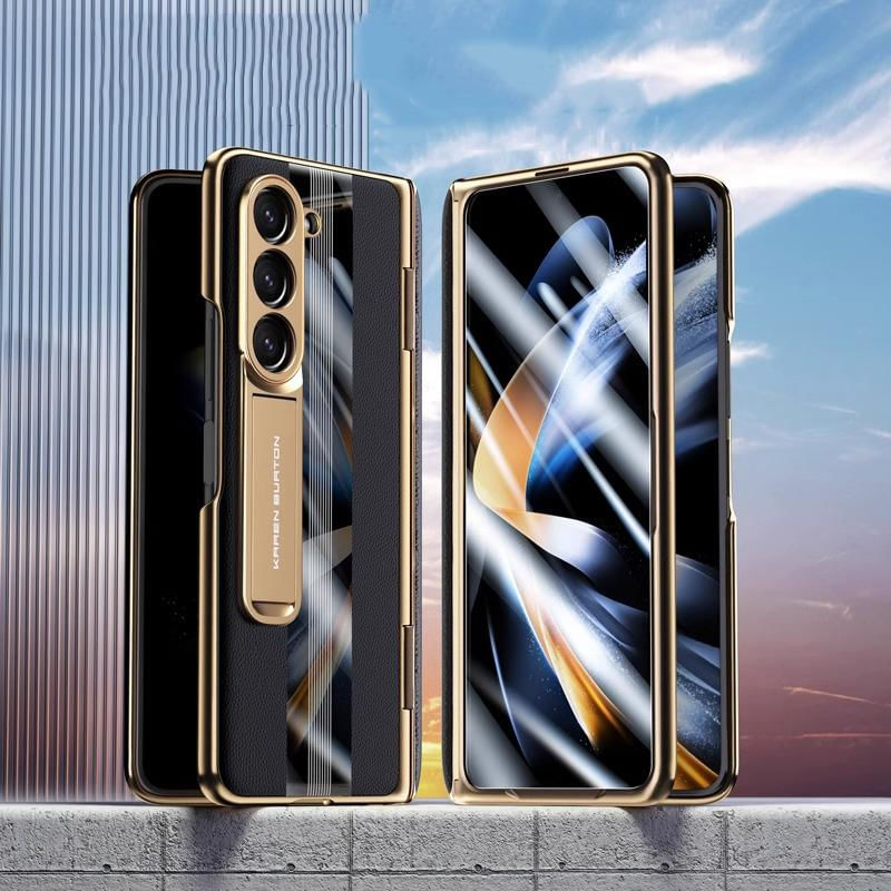 Capas de Couro Genuine para Samsung Galaxy Z Fold 6 com Proteção Completa Para Galaxy Z Fold 5 / azul