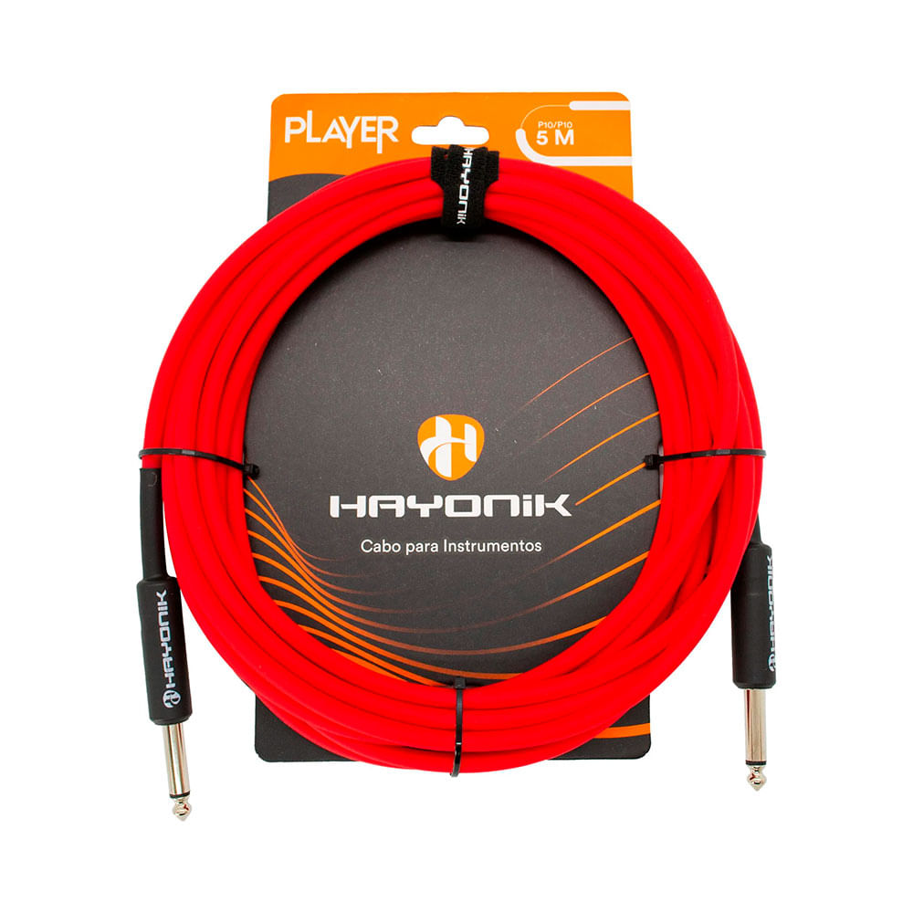 Cabo P/ Instrumentos Hayonik Player P10 x P10 Vermelho 5 Metros - CB0536