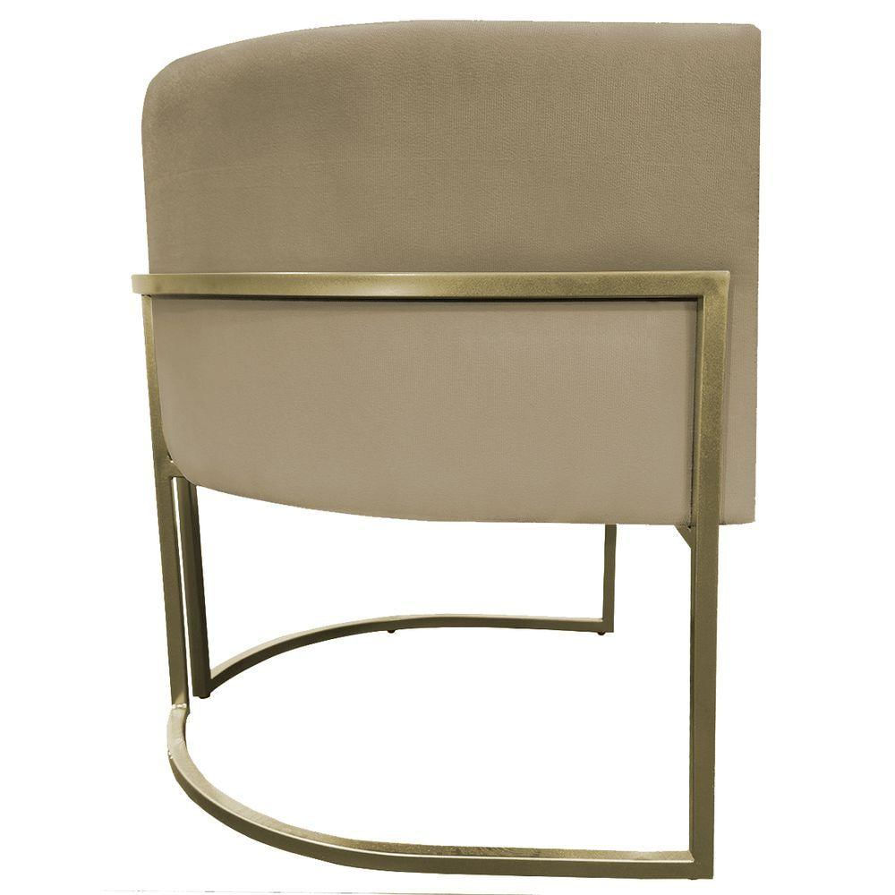 Poltrona Decorativa Recepção Luna Suede Base Ferro Champagne Nude Suede