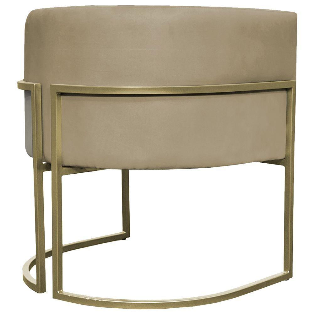 Poltrona Decorativa Recepção Luna Suede Base Ferro Champagne Nude Suede