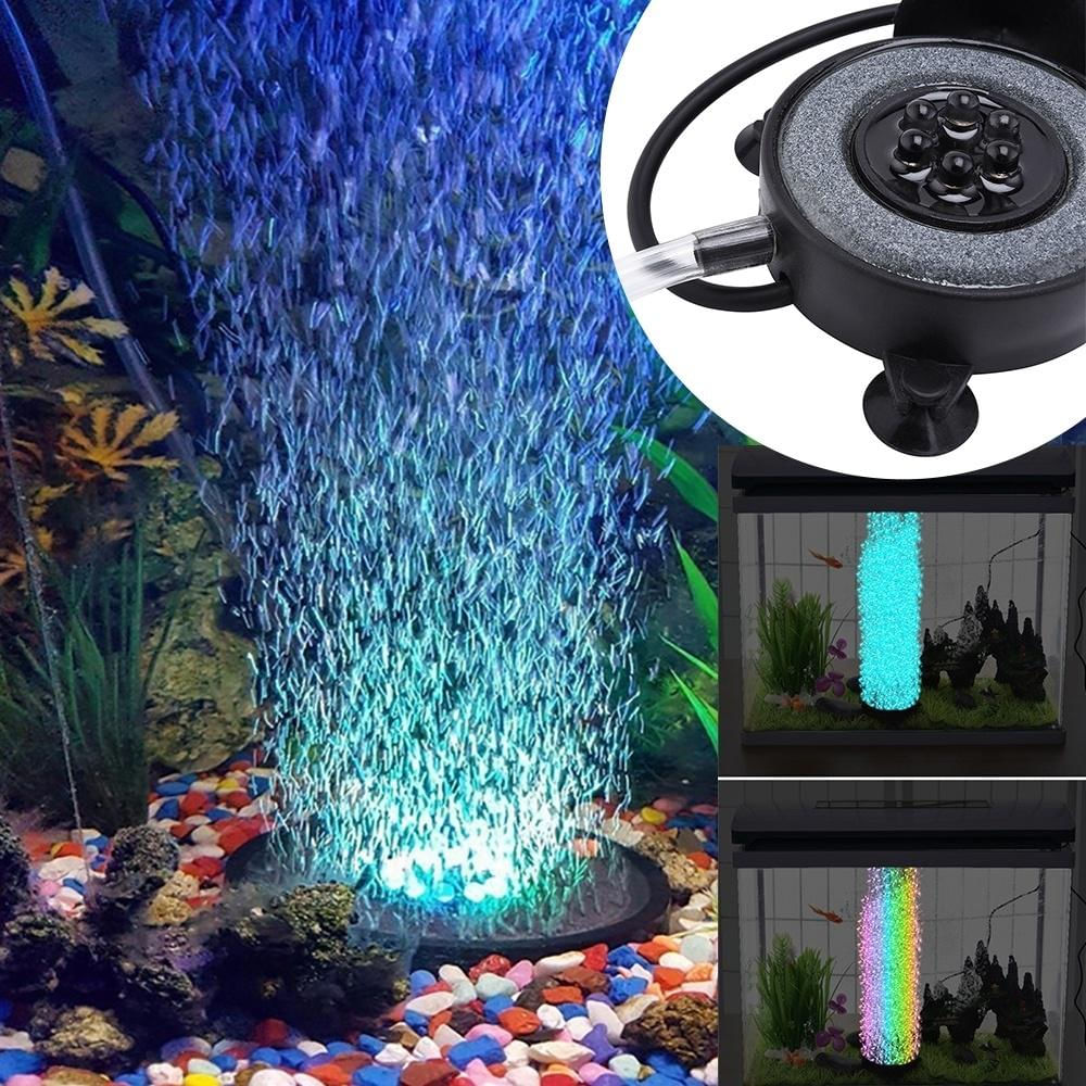 Disco de Pedra de Ar LED para Aquário com Luz LED Multicolorida Plug da Austrália