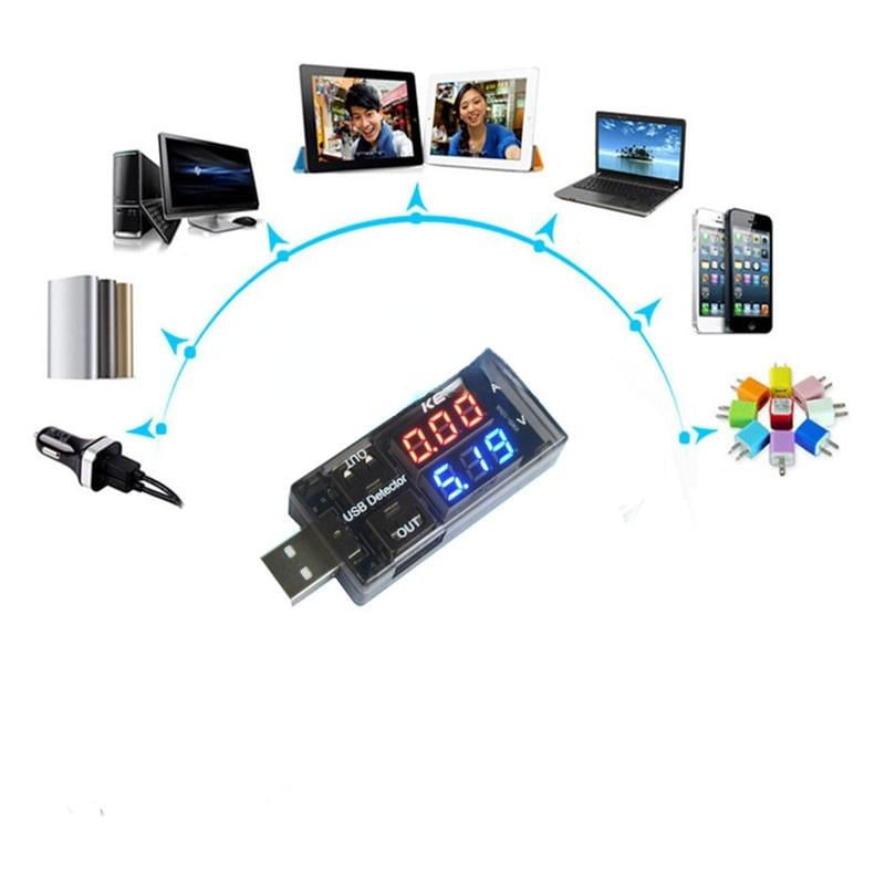 Detector de Voltagem e Corrente USB Dual Red+Blue preto