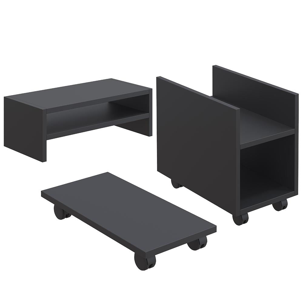 Kit Suporte Para Cpu Nobreak Guide Cyber e Suporte De Monitor Stand Lap L03 Preto - Lyam Decor