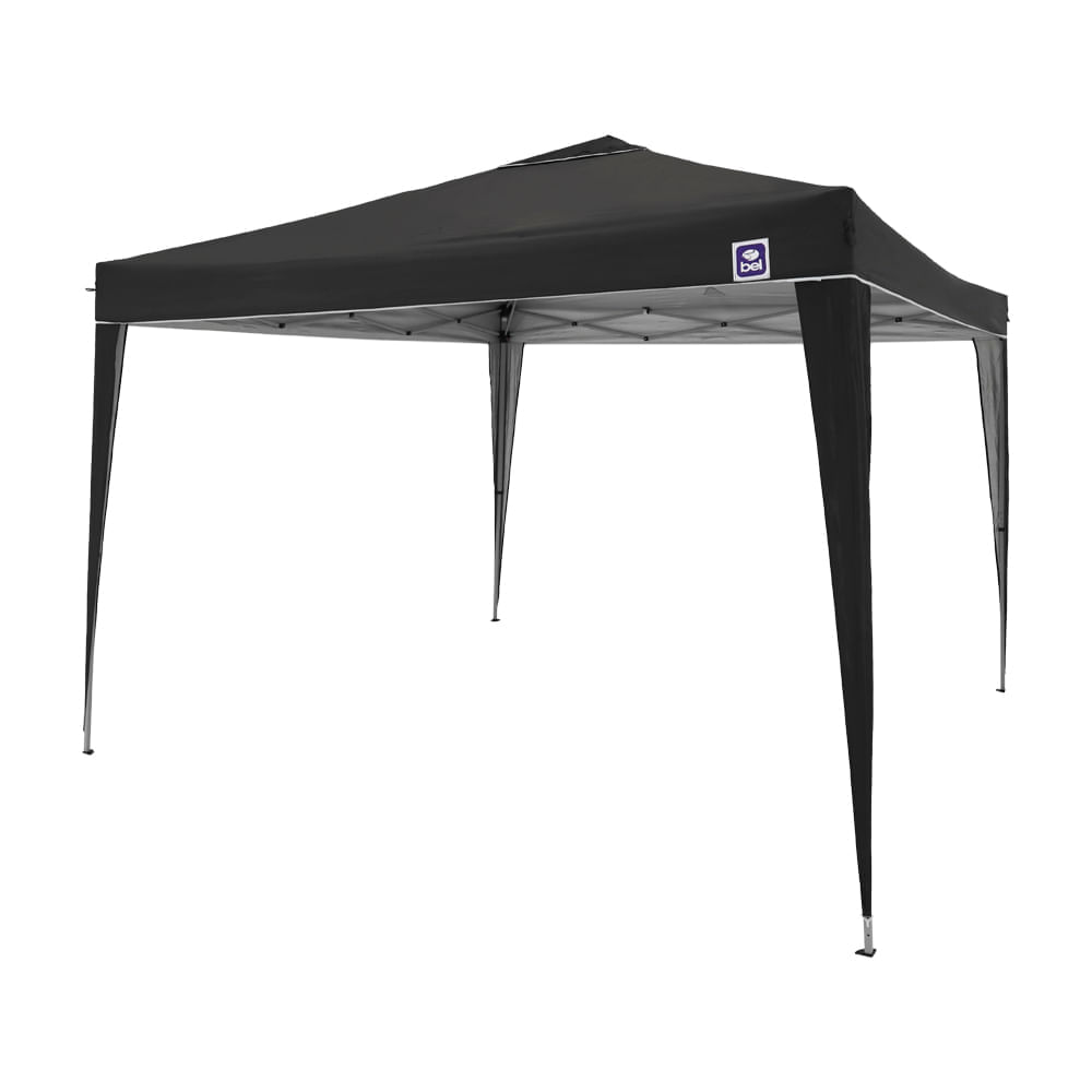 Tenda Gazebo Dobrável 3m x 3m Poliéster Preta Bel