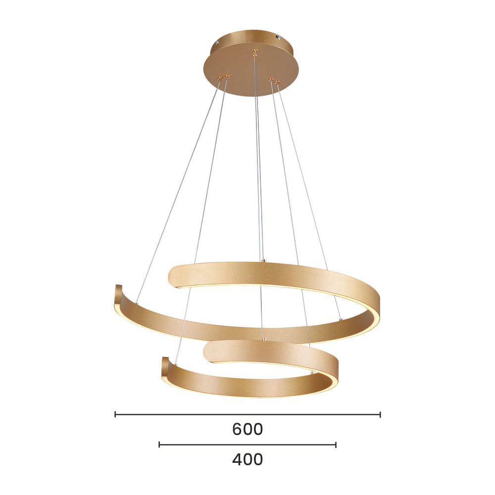 Lustre Pendente Sindora DCD03043 Dourado Led Bivolt Dourado / 3000K - Branco Quente