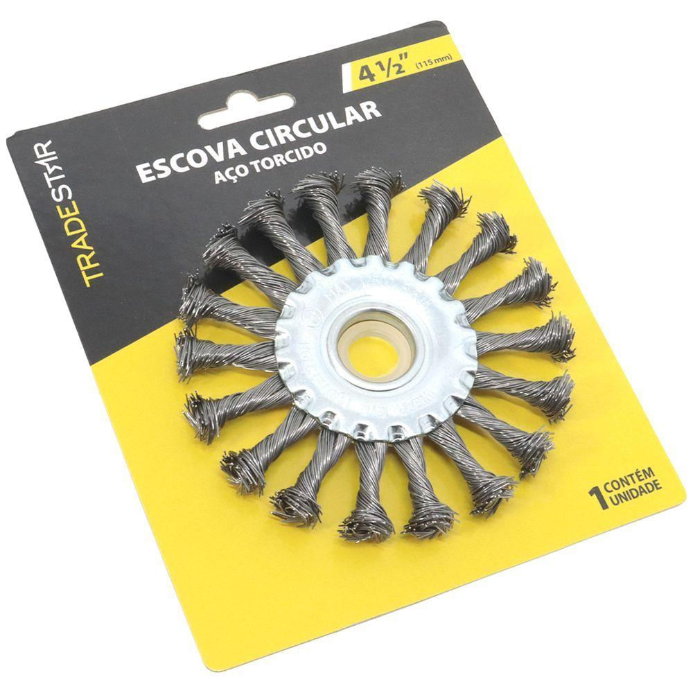 10 Escova De Aço Inox Circular Rotativa Trançada 4.1/2 115mm