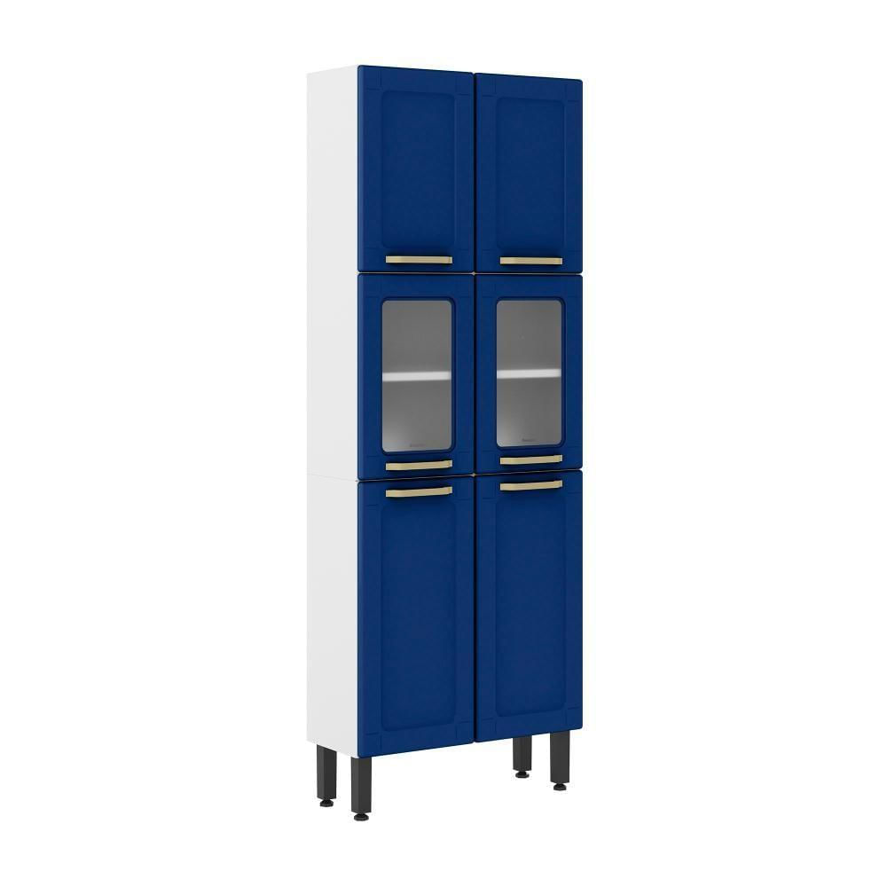 Armário Paneleiro De Aço 6 Portas 2 Vidros Colors Bertolini - Azul/Branco