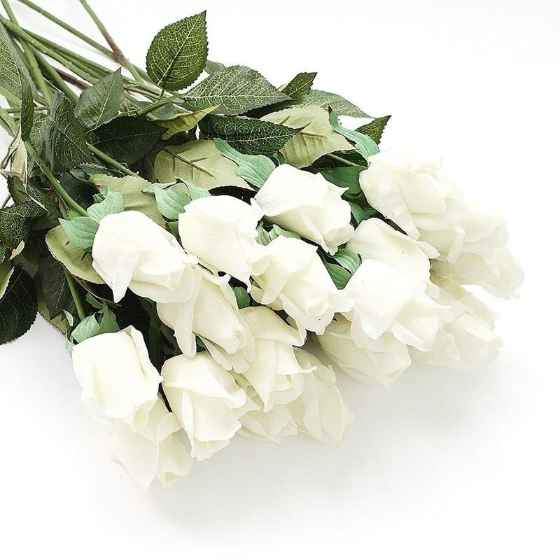 10 peças de Rosas Artificiais de Látex para Decoração de Casamento e Casa