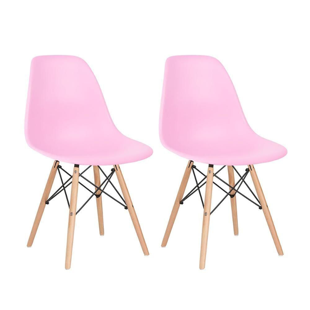 2 Cadeiras Charles Eames Eiffel Dsw Clara Rosa Claro