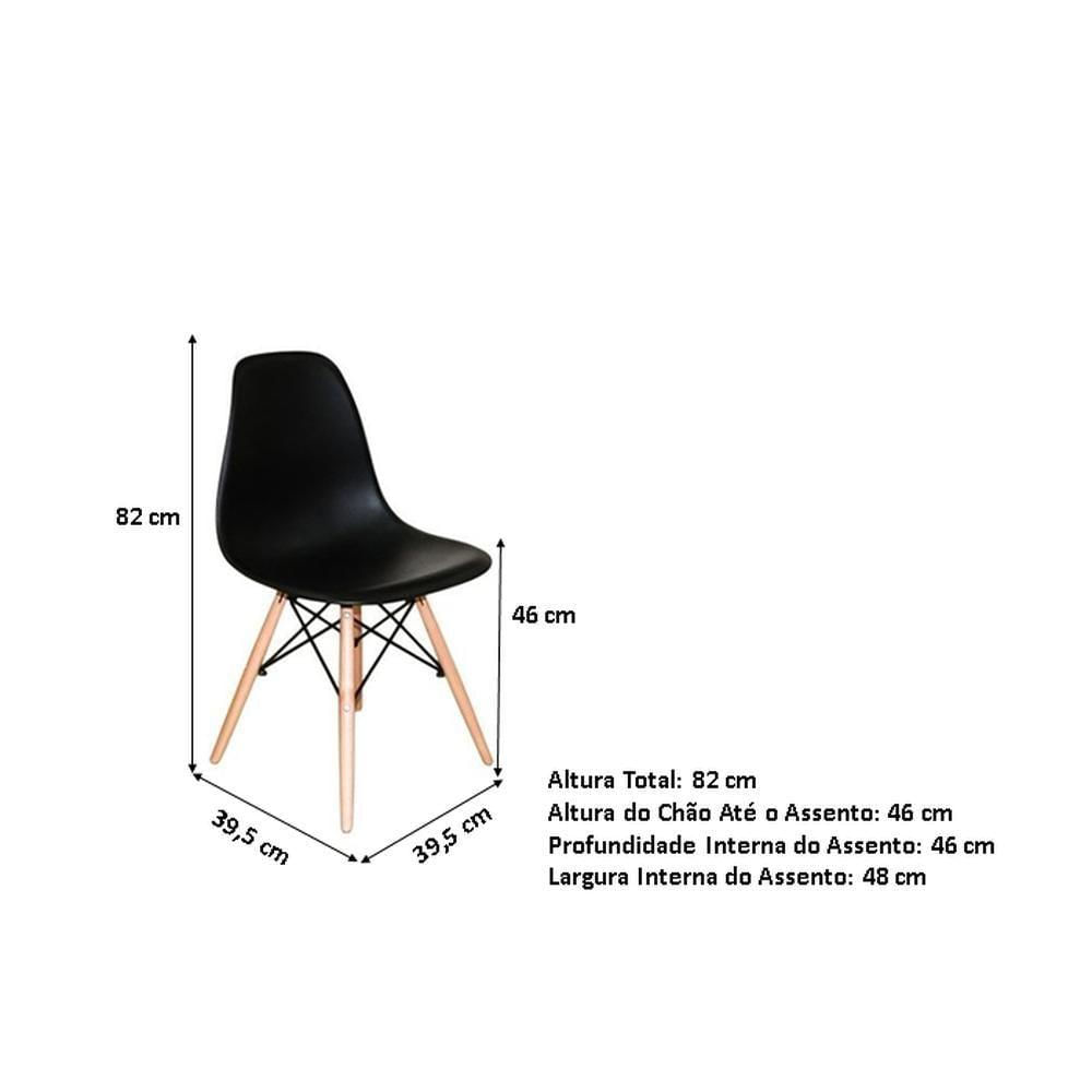 Conjunto De Jantar Mesa Eiffel 120cm Preta + 6 Cadeiras Eiffel Dkr Pretas