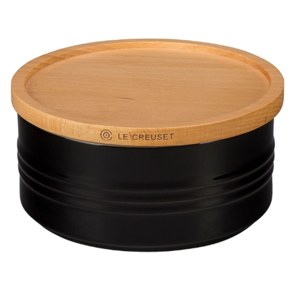 POTE LE CREUSET EM CERÂMICA COM TAMPA DE MADEIRA 420ML BLACK ONYX 91044402140000