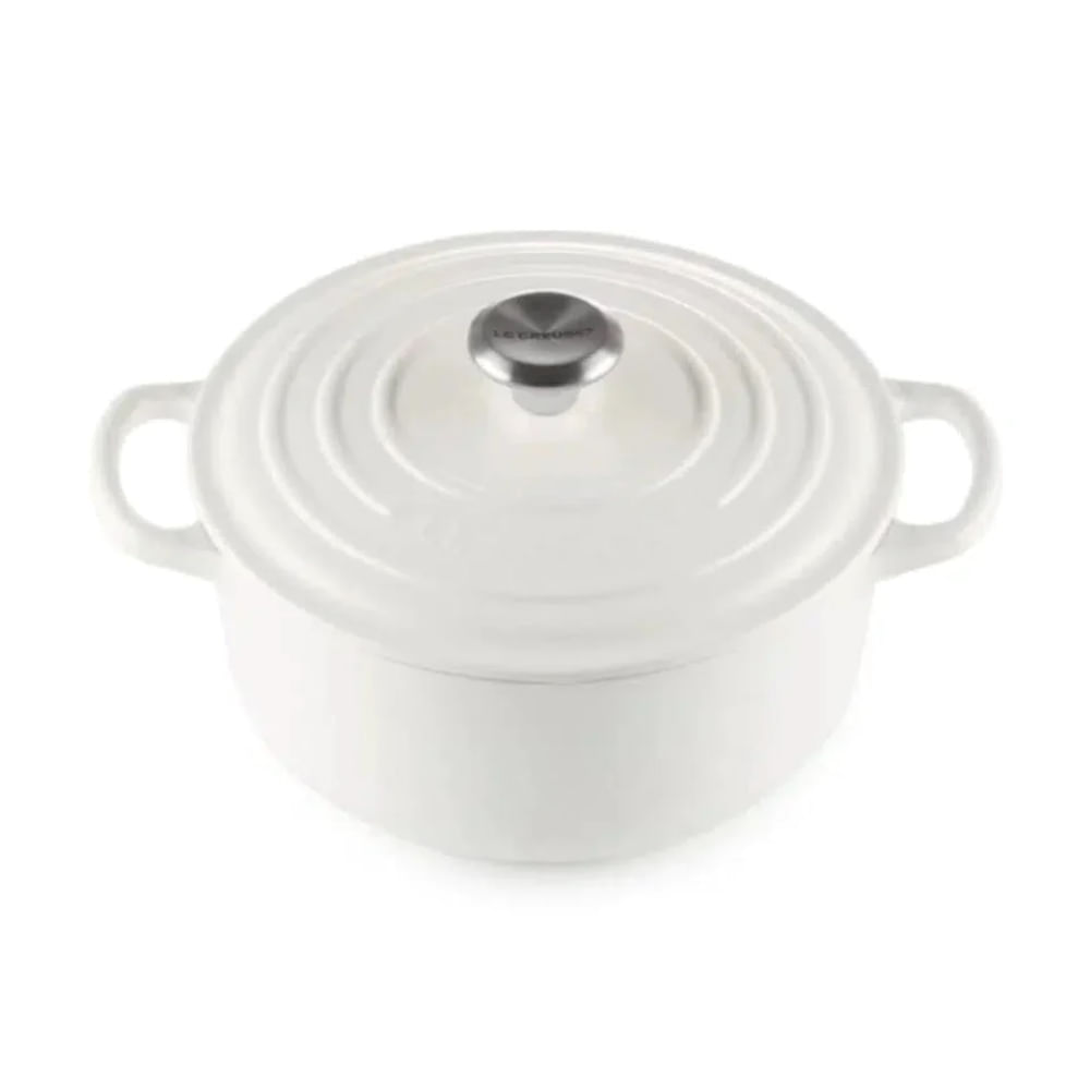 PANELA LE CREUSET REDONDA SIGNATURE EM FERRO FUNDIDO 24CM BRANCO COTTON 21177244314430