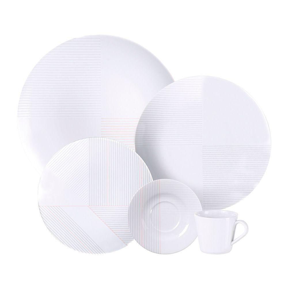 Aparelho De Jantar Tramontina Grid 20 Peças Em Porcelana Decorada Decorado 96589032