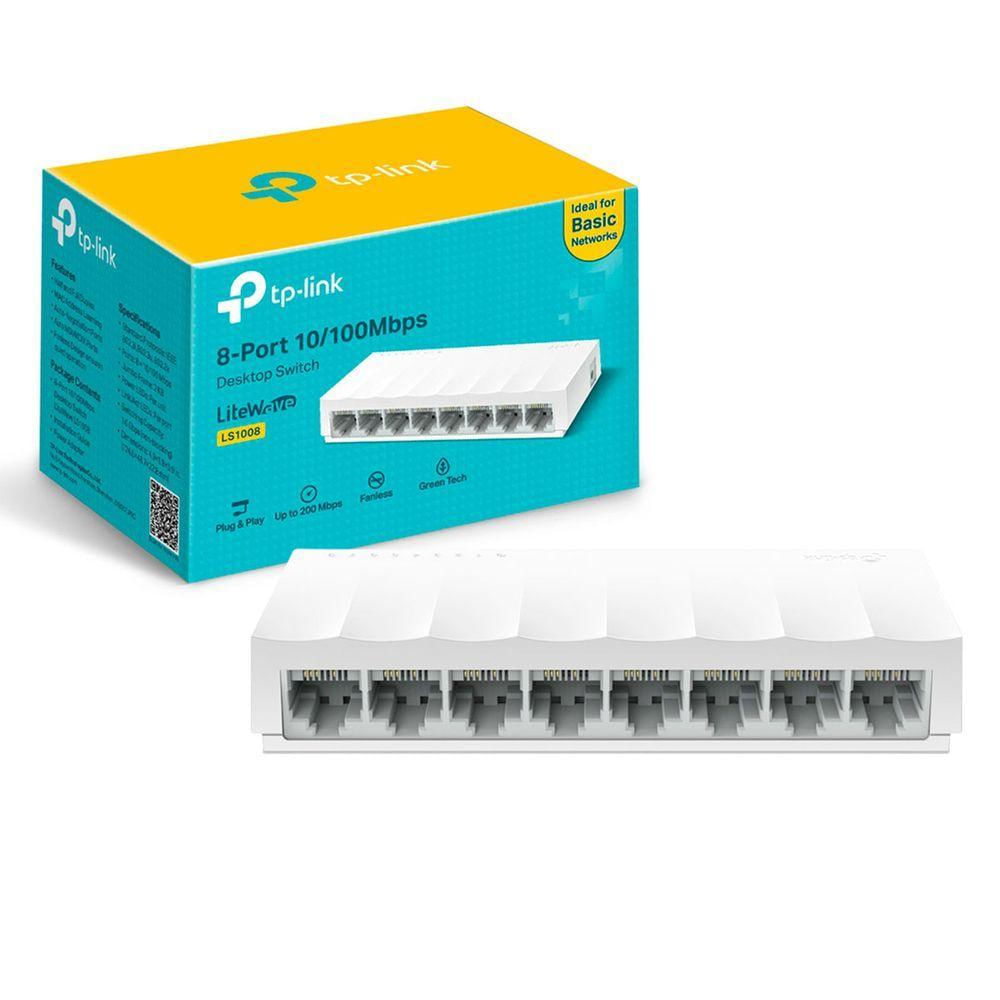 Switch De Mesa Tp-link Litewave Ls1008, 8 Portas 10/100, Branco