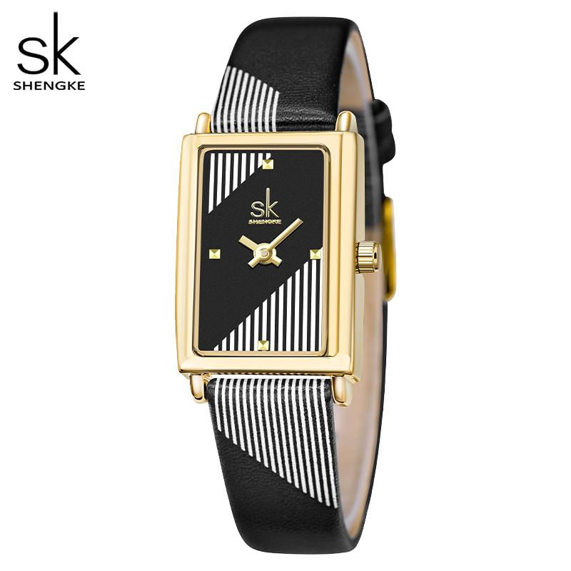 Relógio Feminino Shengke Design Novo Branco Retangular Elegante Quartz