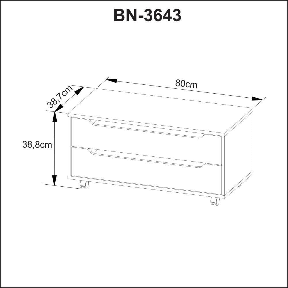 Balcão Gabinete Com 2 Gavetas E Rodízio Bn3643 Mármore Lunar Tecnomobili